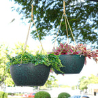 13 Inch 2 Pack Large Hanging Planters for Indoor Outdoor Plants, Plastic Hanging Basket Pots for House Plants Flowers, Black Speckles