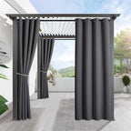 RYB HOME Outdoor Pergola Curtains - Waterproof Patio Curtains Sunlight Block Out Privacy Curtain for Pool Hut Backyard Front Porch Sun Room Deck, 1 Panel, Width 52 by Length 108 inch, Grey