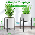Airpark Plant Stand Indoor Adjustable, Metal Modern Plant Stand, Heavy Duty Stable Plant, Fit 8-12 inch Pots, Number of Items-3, Color-Black (Pot & Plant Not Included)