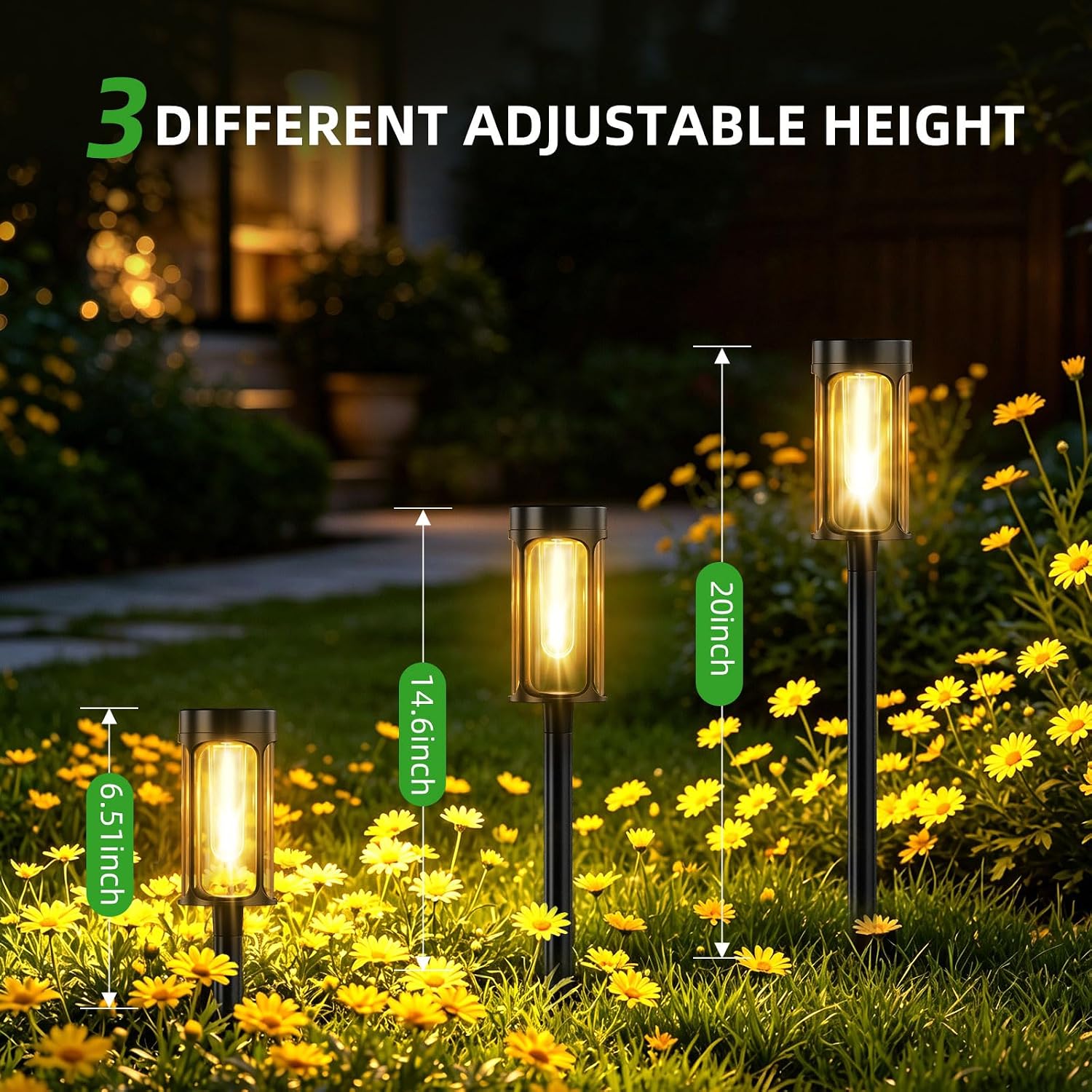 Solar Lights Outdoor, 8 Pack Waterproof IP65 Auto On/Off Solar Pathway Lights 3000K for Garden, Landscape, Path, Yard, Patio, Driveway,Walkway Decor, Landscape Lighting