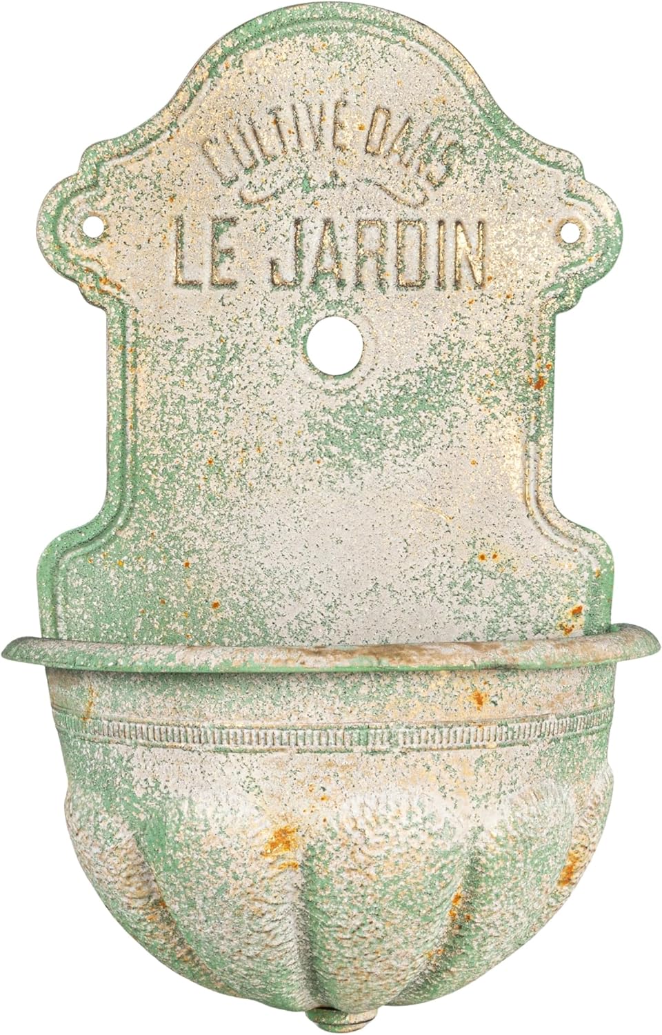 Creative Co-Op Metal Wall-Mounted Planter with Distressed Finish, Green