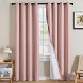 H.VERSAILTEX Linen Curtains 100% Blackout Curtains for Bedroom 84 inch Long Full Light Blocking Nature Linen Blended Window Curtains for Living Room Nickel Grommet (2 Panels, Heathered Baby Pink)