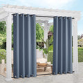 NICETOWN 2 Panels Patio Curtains Outdoor Waterproof & Windproof, Top and Bottom Wind-Break Thermal Insulated Blackout Blinds Sound Reducing Outdoor Drapes for Pergola, W52 x L95, Stone Blue