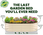 Plant & Plot Galvanized Raised Garden Beds Outdoor // 4×2×1 ft (2-Pack) Planter Raised Beds for Gardening, Vegetables, Flowers // Large Metal Garden Box (White) // Patented Tool-Free Design