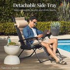 Best Choice Products Oversized Padded Zero Gravity Chair, Folding Outdoor Patio Recliner, XL Anti Gravity Lounger for Backyard w/Headrest, Cup Holder, Side Tray, Polyester Mesh - Burgundy