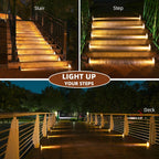 Solar Stair Lights,Warm White Outdoor Step Lights IP67 Waterproof Auto On Off, Outdoor Stair Lights for Steps,Stair,Patio,Yard,Porch,Front Door,Sidewalk,Deck Decor（Brown, 6 Pack）