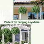 49” Artificial Ferns for Outdoors Planter, 128 Leaves per Fern, Set of 2, Large Lush Fake Boston Ferns Hanging Plants, UV Resistant Faux Greenery for Porch Patio Garden Home Decor Indoor Outdoor