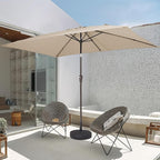 JEAREY 6.5x10 ft Rectangular Patio Umbrellas Rectangle Outdoor Umbrella with Push Button Tilt and Crank, Market Table Umbrella 6 Sturdy Ribs UV Protection for Poolside Garden Backyard Deck, Beige