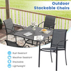 VICLLAX 5 Pieces Patio Dining Set, Outdoor Furniture Set Includes 41.2" Round Patio Table and 4 Patio Sling Chairs, Grey Wood-Like Tabletop and Dark Grey Fabric