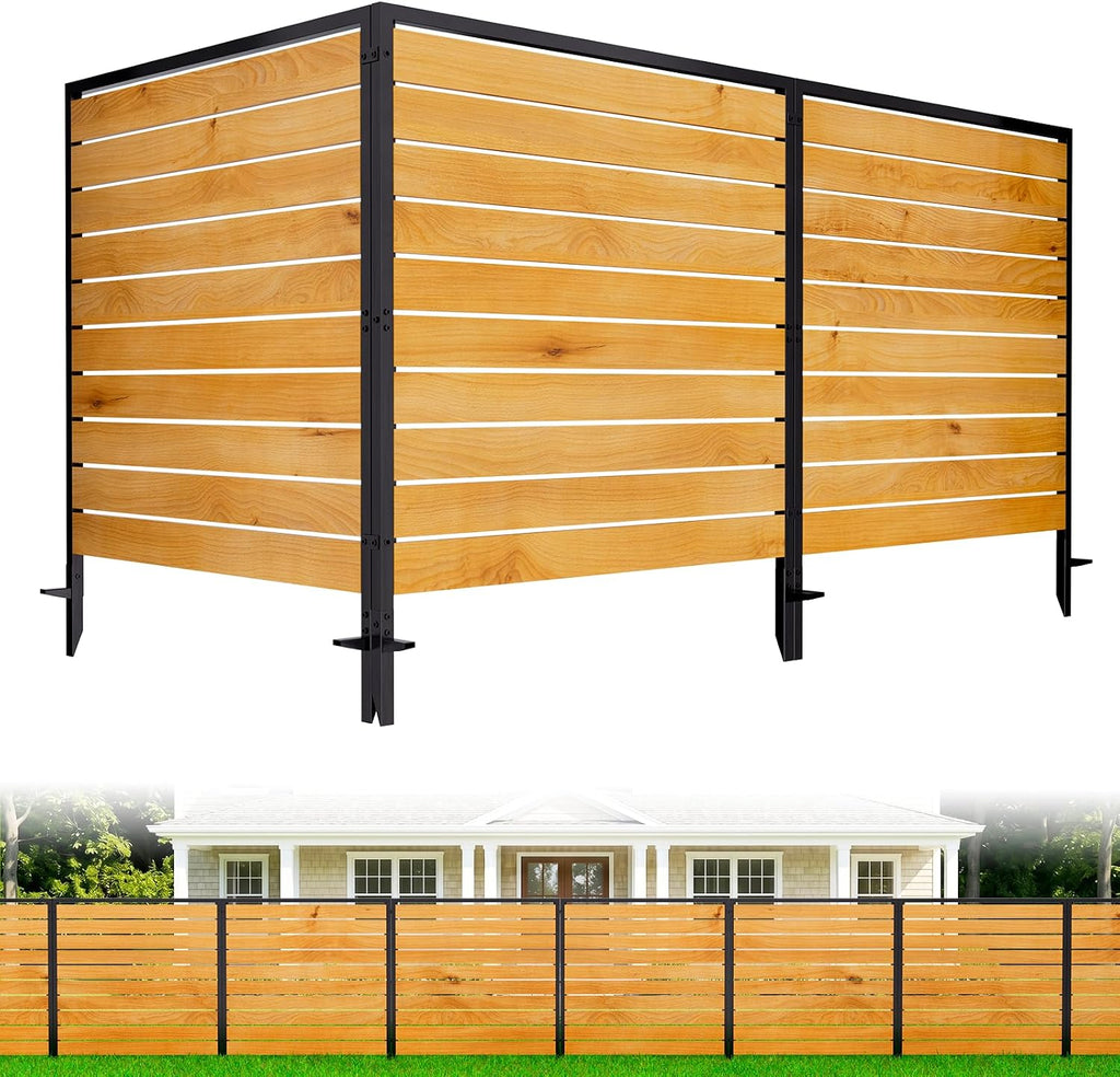 3 panels no dig wood privacy screen, 42", main product view