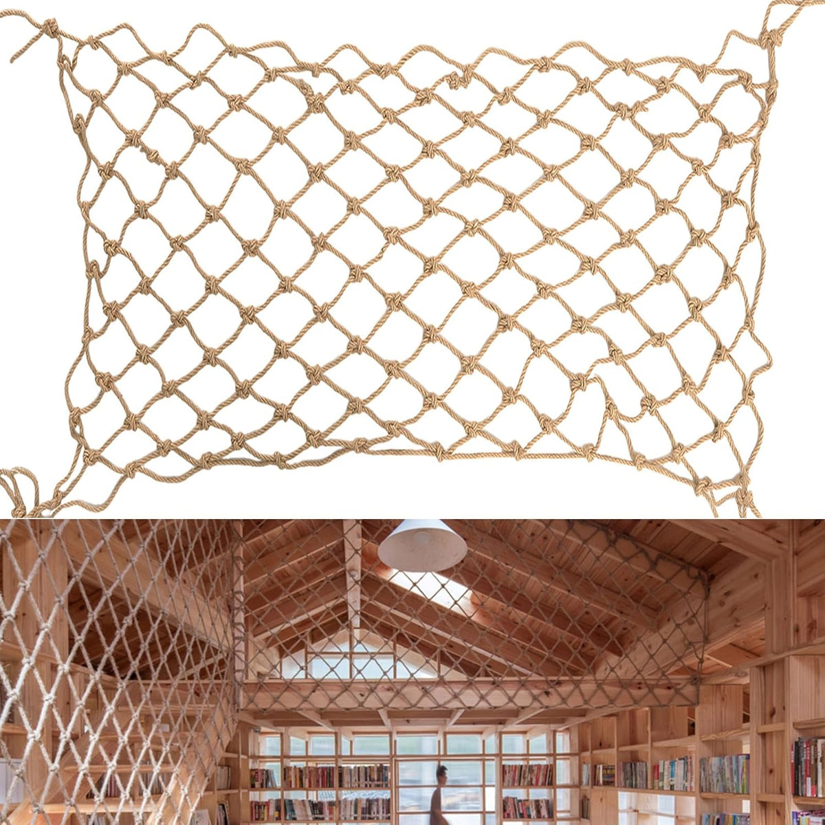 hemp rope net (6ftx12ft) heavy duty natural jute, main product view