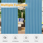 Easy-Going Outdoor Patio Curtains Detachable Tab Top Windproof Weatherproof Curtain for Cabana, Porch, Pergola and Gazebo, Tab Bottom Drape, 2 Panels, 54W x 120L inch, Sky Blue