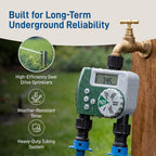 Orbit 2-Zone All-in-One Automatic Watering System - Automatic Sprinkler System for Yard Irrigation Setup - DIY Lawn Kit - Double Outlet Hose Timer - Easy Push-Fit Technology - Large Coverage - 50021