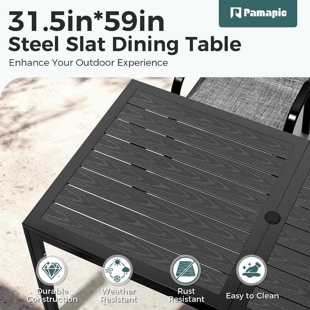 pamapic outdoor dining sets for 6, rectangular steel, package contents