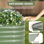 Galvanized Raised Garden Bed - 4x2x1.4FT Metal Planter Boxes Outdoor | Oval Steel Raised Bed Kit for Gardening with Protective Tape, Gloves for Vegetables, Flower, Herb (Green)