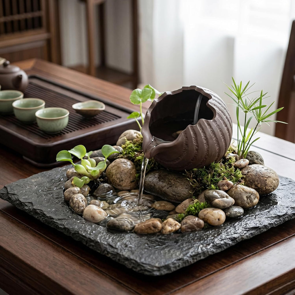Indoor Fountain Accessories, Fountain Spitter, 5in Ceramic Tabletop, Brown | Handmade Ceramic Build, Ideal for Tabletop Display, Fits Small Ponds
