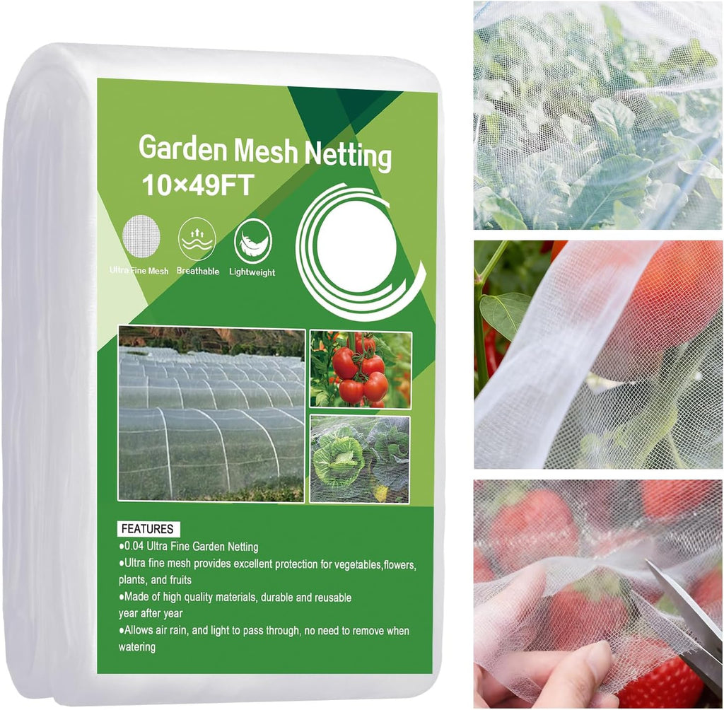 ultra fine garden netting,10'x49' plant netting pest barrier shown in use
