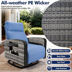Outdoor Recliner Chair, Wicker Patio Recliners with Adjustable Backrest and Extended Foot Rest, Reclining Patio Chairs with Flip Table & Removable Cushion Cover for Porch