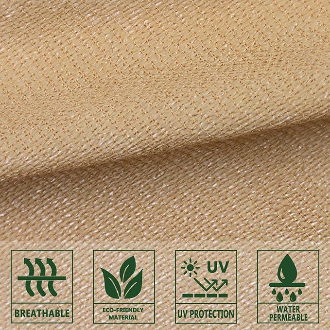 SUNLAX Sun Shade Sail 16' x 16' x 16' Sand Triangle Canopy Sail Shade Cover UV Block Permeable Sunshade Outdoor for Patio Backyard (We Make Custom Size)