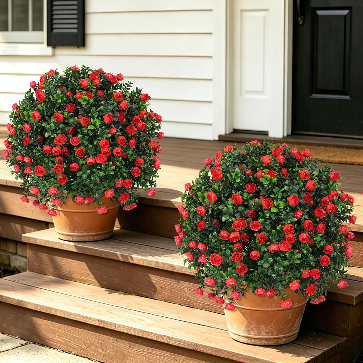yangrass 2 pack artificial rose topiary ball trees, main product view