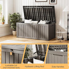 Outdoor Storage Box, Resin Deck Boxes Indoor and outdoor, Waterproof Storage Box Lockable Lid (Grey,270 Gallon)