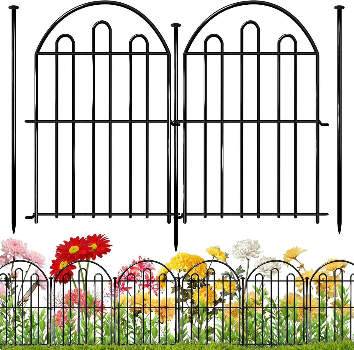 decorative garden fence, 17in x 34.6ft arched no, main product view