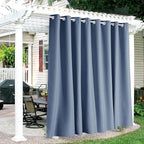 RYB HOME Extra Wide Outdoor Curtains for Patio Waterproof Heavy Duty Thermal Insulated in Summer Full Coverage Privacy for Porch, Cabana & Pool, W120 x L95, Stone Blue, 1 Panel