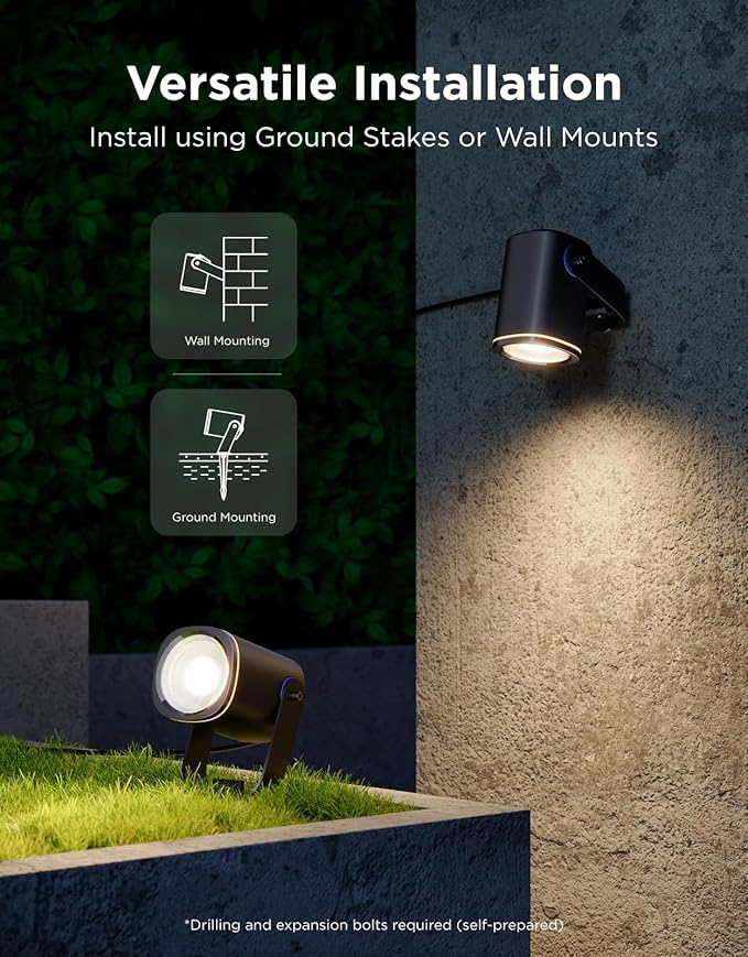 Govee Outdoor Spot Lights 2, IP67 Waterproof Spotlights, Landscape Lights Work with Matter, Alexa, and Google Assistant, RGBWIC Color Changing Light for Outdoor Decor, Patio Decorations, 4 Pack