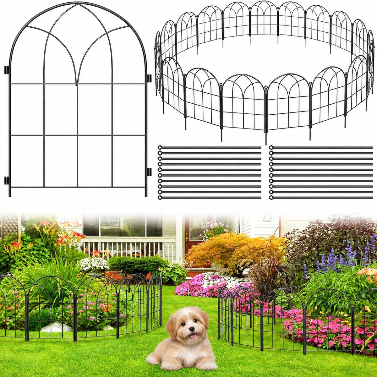 decorative garden fence, 27.2 ft rustproof no dig, main product view