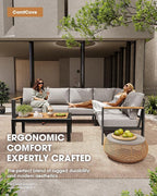 Aluminum Outdoor Patio Furniture Loveseat, All Weather Patio Conversation Sets with Washable Thick Cushion, Morden Patio Furniture Set for Porch, Balcony, Deck, Yard,Gray