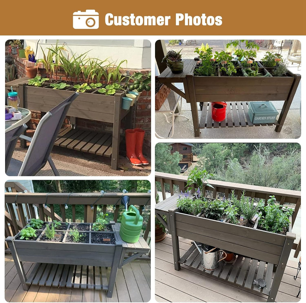 gutinneen raised garden bed mobile outdoor planter box, front angle view