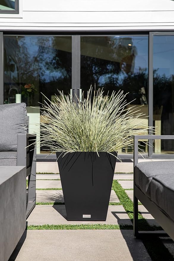 Veradek Pure Series Nobleton Plastic Planter - Large Pots for Indoor or Outdoor Porch/Patio | Durable All-Weather Use with Drainage Holes | Modern Planter Décor for Flowers, Shrubs, Trees