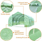 green house(12'x10'x7'),heavy duty walk in outdoor gardening greenhouse, side view