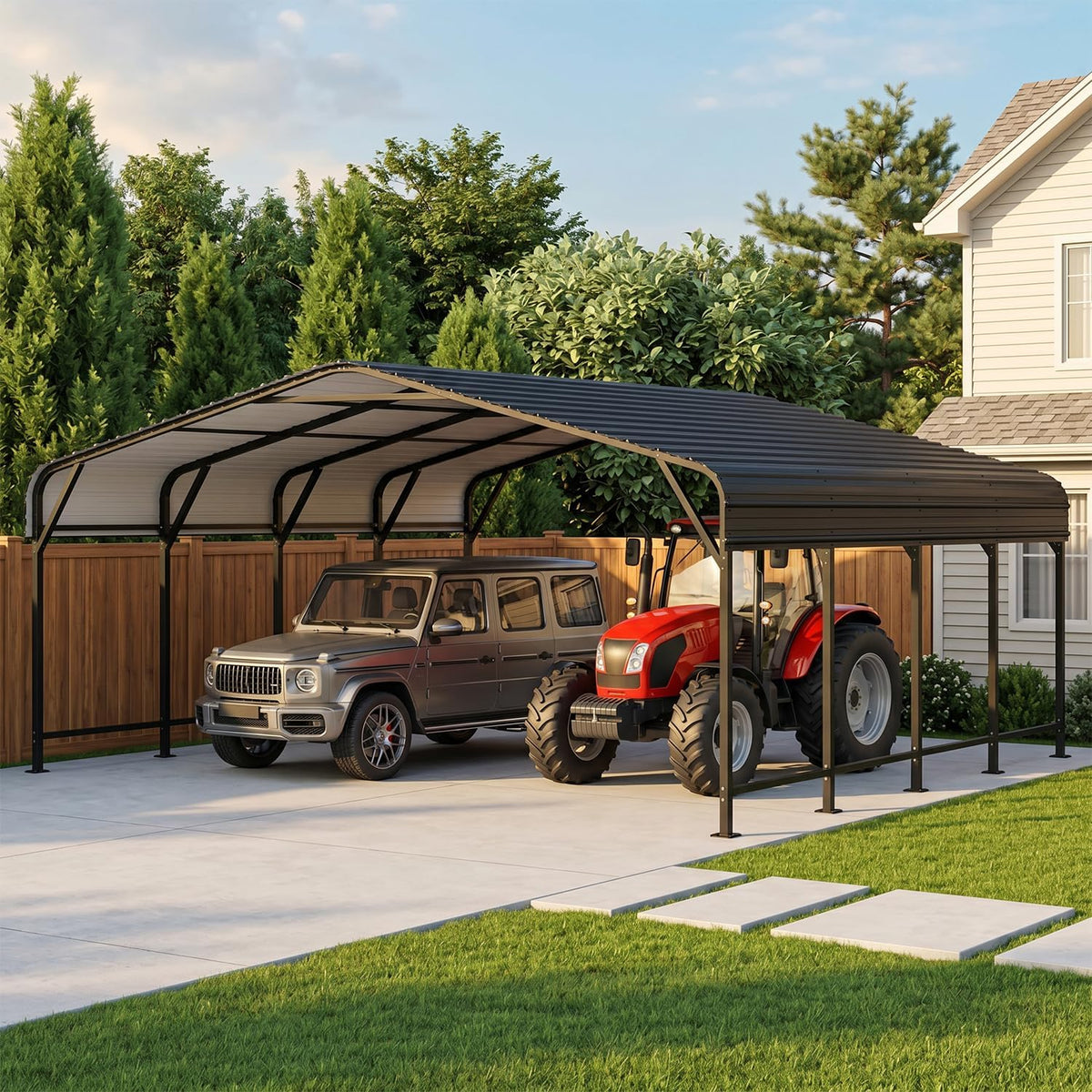 20x20 ft metal carport, outdoor heavy duty 2, main product view