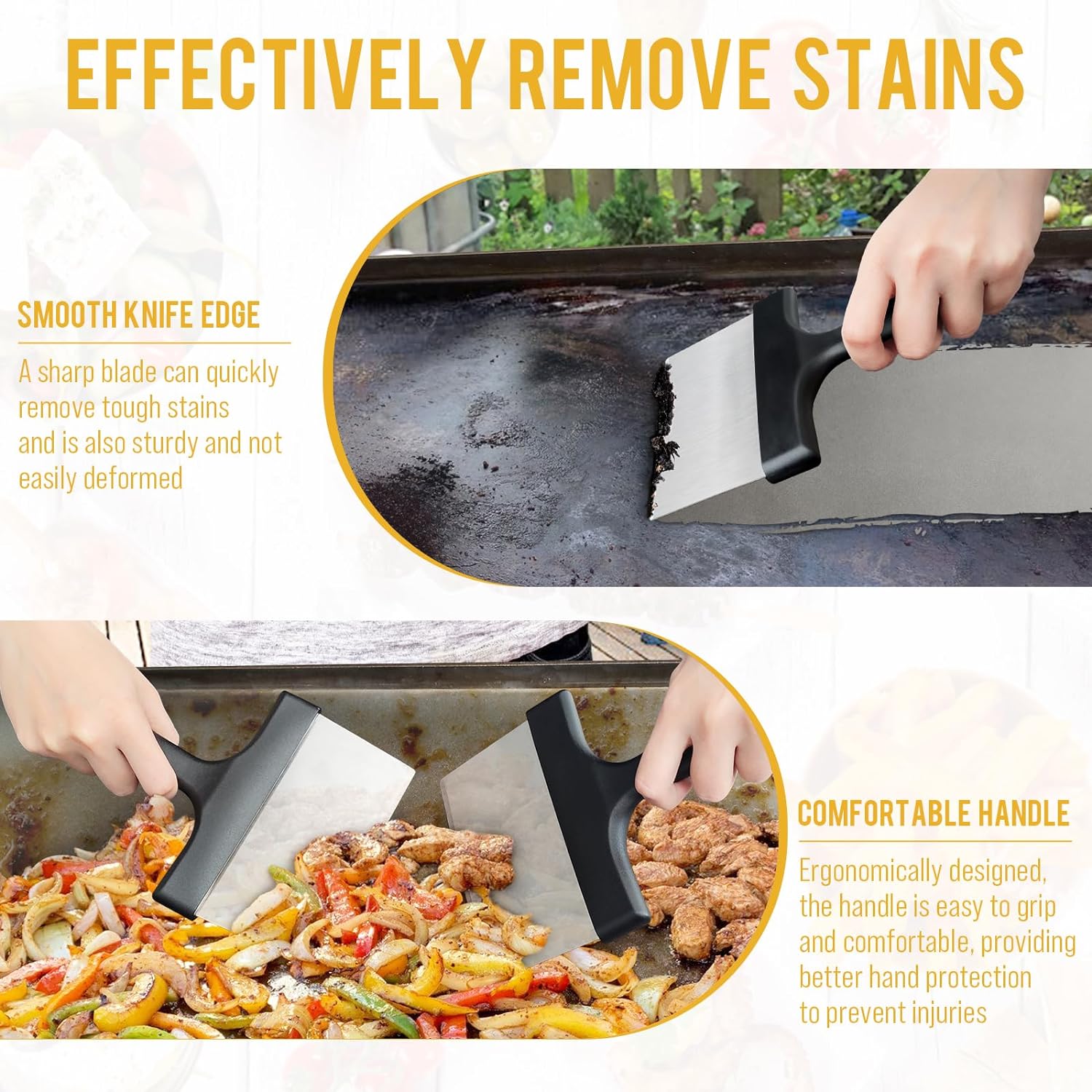 Heavy Duty Griddle Scraper for Blackstone with 5" Handle | Sturdy Food Scraper Tool Kitchen for Blackstone Grill Accessories,Outdoor Barbecue Turners Tools