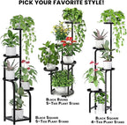 TOSKING 5 Tier Tall Plant Stand Indoor Outdoor, Heavy Duty Corner Plant Stand with Space-Saving Plant Shelf for Multiple Plants| Round Plant Table Design for Living Room Balcony Garden (Black, 38in)