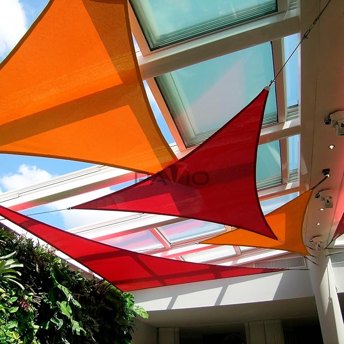 Patio Paradise 10' x 10' x 9'10" Sun Shade Sail Triangle Canopy, Permeable Shade Cloth Fabric Sunlight Block Patio Cover HDPE Deck Awning for Outdoor Backyard Pergolas Roof Shading, Red