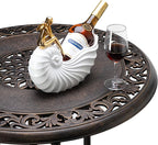 VINGLI 3 Piece Outdoor Bar Set, Cast Aluminum Outdoor Swivel Bar Stools and Table w/Umberlla Hole, All-Weather Outdoor Bar Table and Chairs Set w/Cushions for Patio Balcony(Elizabethan Back)