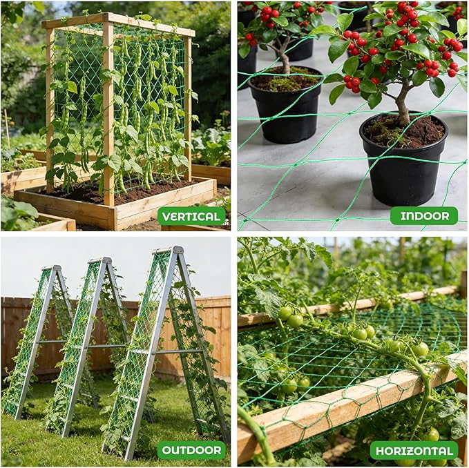 DECYOOL Trellis Netting for Climbing Plants, Garden Trellis Netting Plant Support Net 1.8 x 5 m Heavy Duty Nylon Climbing Vine Net for Outdoor Vegetables