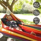 Brazilian Double Hammock with Tree Straps,Extra Large 94x63IN,2 Persons Hammock for Backyard Patio Outdoor and Indoor,450lbs Weight Capacity,Soft Woven Cotton Fabric - Black Stripe