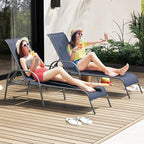 Giantex 2 Pack Patio Lounge Chair, Outdoor Chaise Lounge with 5 Adjustable Backrest, Sturdy Steel Frame, Sunbathing Recliner, Beach Chair, Tanning Chair for Outside, Yard, Balcony, Pool Chairs, Navy