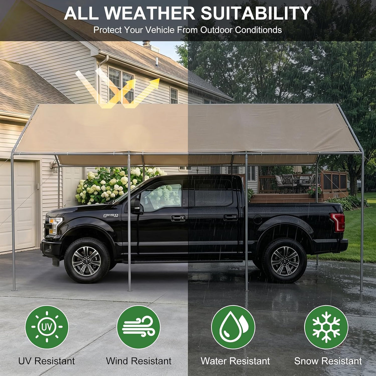 carport, 12x20ft heavy duty portable garage, car port shown in use