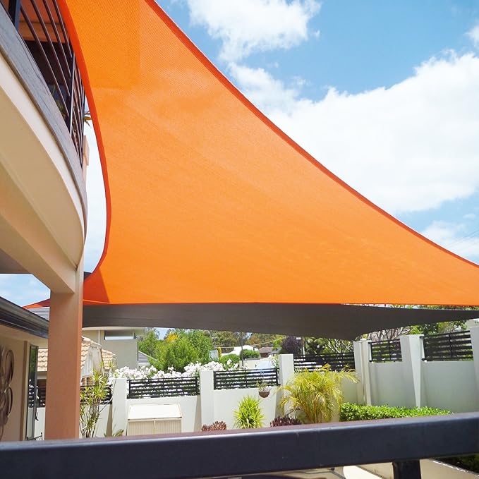 E&K Sunrise 10' x 10' x 10' Sun Shade Sail Triangle Canopy Shade Cover UV Block for Patio Backyard Garden Outdoor (Orange)