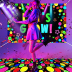 HunnmingRe 2 Pcs Glow in the Dark Party Backdrop Dance Floor Rug, Dot | Neon Backdrop 3.9x5.9ft, 39x118in Light up Floor Mat, Photo Booth Background for Bar Disco Birthday 70s 80s Glow Party