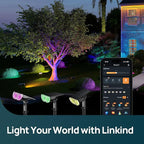 Linkind Smart Solar Spot Lights Outdoor SL5C, Solar Lights Outdoor Spotlight Cool/Warm White/Color Changing, APP/Voice Control IP67 Landscape Lighting for Yard, Garden, Pathway(14 Pack)