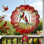 Cardinal Wind Spinners Gift for Women Men Grandma, 12 Inch 3D Metal Wind Spinners Outdoor/Indoor Hanging Deco, Stainless Steel Kinetic Art Hanging Sculpture for Yard Garden Decoration