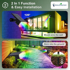 DINGLILIGHTING Solar Lights Outdoor Waterproof: IP65 Led Spot Light Decorations for Garden Yard - Multicolor RGB Solar Powered for Halloween Christmas - Dust to Dawn Uplighting Landscape Pathway 4PC