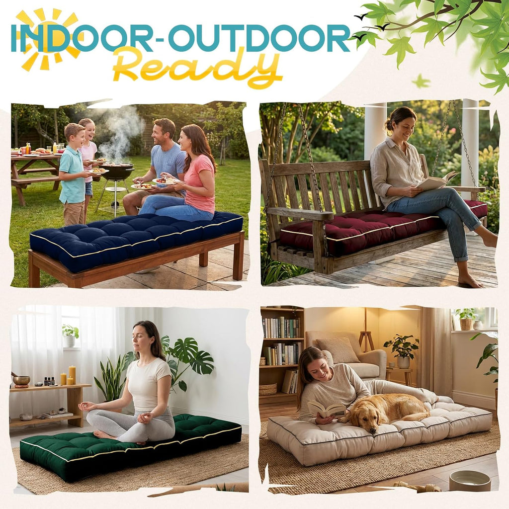 outdoor bench cushion, tufted patio seat pad for on a desk or shelf