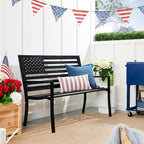 best choice products outdoor bench 2-person steel indoor/outdoor, side view