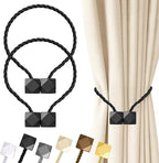 Hion Magnetic Curtain Tiebacks Black 2pcs, Curtain Tiebacks Buckles Holdbacks Holders Hooks Clip for Home Bedroom Office Decorative Curtain